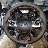 Dikişli Direksiyon Kılıfı Siyah Deri Kırmızı Dikişli Ford Focus