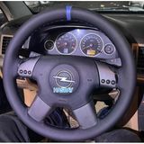 Dikişli Direksiyon Kılıfı Siyah Deri Mavi Yüzük Mavi Dikişli Opel Vectra C Astra İçin