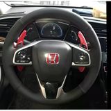 Dikişli Direksiyon Kılıfı Siyah Deri Noktalı Deri Kırmızı Dikişli Honda Civic Fc5 İçin