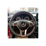 Dikişli Direksiyon Kılıfı Siyah Deri Noktalı Deri Kırmızı Dikişli Mercedes A180 (Fotodaki) İçin
