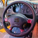 Dikişli Direksiyon Kılıfı Siyah Deri Siyah Dikişli Daf Tır Kamyon Fotoğraftaki Direksiyon İçin