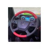 Dikişli Direksiyon Kılıfı Siyah Kırmızı Deri Kırmızı Dikişli Mercedes Tır Kamyon İçin