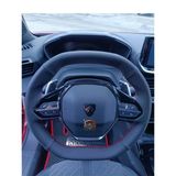 Dikişli Direksiyon Kılıfı Siyah / Noktalı Deri Kırmızı Dikişli Peugeot 2008-3008 İçin