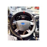 DİKİŞLİ DİREKSİYON KILIFI SİYAH - NOKTALI DERİ KIRMIZI YÜZÜK / DİKİŞ FORD FOCUS (fotodaki) İÇİN DNDKYKDFF38