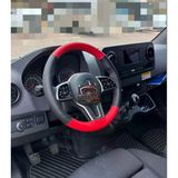 Dikişli Direksiyon Kılıfı Siyah/Kırmızı Deri Siyah (Siyah) Dikişli Mercedes Sprinter Vito İçin