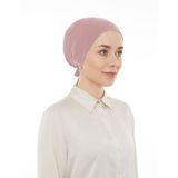 Dikişli Düz Penye Bağlamalı Tesettür Bone Pembe