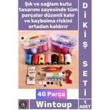 #Dikişseti Seyahat Tipi Özel Kutulu İğne Iplik Balıkçı Makas Mezura Yüzük 40 Parça Mini Dikiş Seti