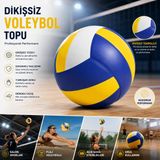 Dikişsiz Profesyonel Voleybol Topu, 5 Numara, Salon, Plaj ve Açık Saha için, Mavi-Sarı-Beyaz