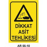Dikkat Asit Tehlikesi Iş Güvenliği Uyarı Levhası - 25x35