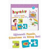 Dikkat Atölyesi Yayınları Hayvanlar Puzzle | Bulmaca Kart + Kitap 3+ Yaş Karton Çocuk