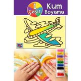 Dikkat Atölyesi Yayınları Uçak Desenli Renkli Kum Boyama Seti A4 Boyut