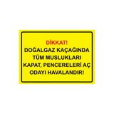 Dikkat! Doğalgaz Kaçağında Pencereleri Aç Odayı Havalandır! İsg Uyarı Levhası Pvc A3 30X42 Cm