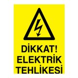 Dikkat Elektrik Tehlikesi Uyarı Tabelası - 70x100 Foreks - E21