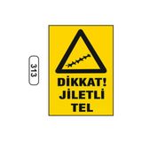 Dikkat Jiletli Tel Uyarı İkaz Levhası İş Yeri Apartman Uyumlu Pvc İkaz Tabelası