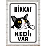 Dikkat Kedi Var Tabela Levha 24X34 cm Polikarbon Tabela - 24 x 34 cm - 1 Adet - 24x34cm