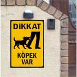 Dikkat Köpek Var 2 - Uyarı Tabela Levhası 24 x 34 cm Polikarbon - 1 Adet - 24x34