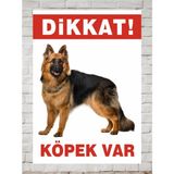 Dikkat Köpek Var Polikarbon Levha Tabela 24X34CM - 24 x 34 cm - 1 Adet