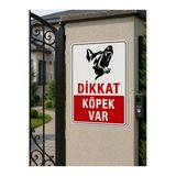 Dikkat Köpek Var Uyarı Levhası 25X35 Cm Dekota Pvc İkaz Tabelası Bahçe Kapı