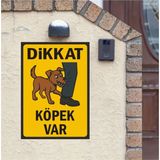 Dikkat Köpek Var - Uyarı Tabela Levhası 24 x 34 cm Polikarbon - 1 Adet - 24x34