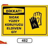 Dikkat Sıcak Yüzey Koruyucu Eldiven Giy Uyarı Ikaz Levhası