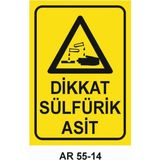 Dikkat Sülfürik Asit Iş Güvenliği Uyarı Levhası - 20x30