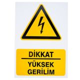 Dikkat Yüksek Gerilim Pvc Uyarı Levhası 16 Cm X 24 Cm