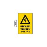 Dikkat Yüksek Voltaj Uyarı Ikaz Levhası - 1 Adet - 25X35CM