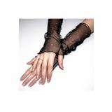 DİLARRA Boutique Siyah Pullu Tül Eldiven