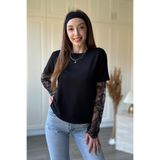 Dilay Gökoğlu Butik Kolları Dantel Detaylı Modal Siyah Bluz