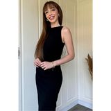 Dilay Gökoğlu Butik Siyah Drapeli Midi Elbise Klasik A-Line Şıklığıyla Özel Olaylar İçin