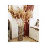 DİLAY HOME DESIGN Dekoratif Jüt Hasır Metal Tel Örgülü El Yapımı Çiçek Pampas Vazosu Üç Örgü 50cm