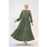 dilberfashion Modern Kesim Rahat Kalıp Haki Tesettür Ferace