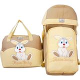 Dilebebe Mobil Peluş Tavşanlı 2'li Çanta Kundak Seti - Krem