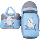 Dilebebe Mobil Peluş Tavşanlı 2'li Çanta Kundak Seti - Mavi - Gri