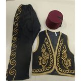 Dilek Kostüm Polyester 23 Nisan Çocuk Folklör Kostümü Cepken Şalvar Fes Seti Yöresel Kıyafet Zeybek Efe Adana - Siyah - 13 - 15 Yaş