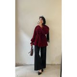 DİLEKBUTİK Bordo kadife detaylı tül yazlık kimono