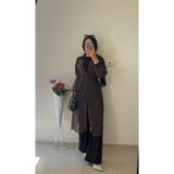 DİLEKBUTİK Kahverengi puantiyeli ince yazlık şifon kimono
