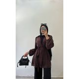 DİLEKBUTİK Kahverengi tensel desenli yazlık kimono