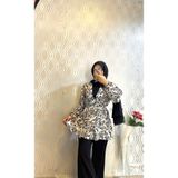 DİLEKBUTİK Siyah beyaz yazlık desenli kimono