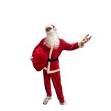 DilekKostüm Kadife Noel Baba Kostümü Noel Sakalı Şapkası Çantası Yetişkin İçin Kürklü Lüx Kıyafeti