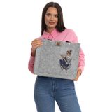 dilekolay Büyük Boy Omuz Çantası - Baskılı Keçe Çanta - Kitabım Kahvem Ve Ben - 40 X 33 X 10cm