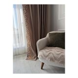 DİLETTO Oturma Yerini Kapatan Dalgalı Ponponlu Koltuk Örtüsü | Berjer Örtüsü 70x95 Cm Bej