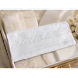 Dilex %100 Pamuk Jakarlı El Yüz Havlusu 47X82 cm – Yumuşak Dokulu, Yüksek Emici, Çeyizlik & Misafir Havlusu, Renkli Desenli Banyo Mutfak Havlusu - Beyaz