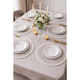 Dilex DİLEX 6’lı Nakışlı Supla Seti 37 cm – Beyaz (Kırık Beyaz/Ekru) Dantel Detaylı Amerikan Servis – Şık Sofra Sunumu - 37 x 37 cm