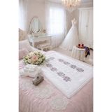 Dilex DİLEX Çeyizlik Etamin Seccade Beyaz Mor Nakışlı Makine İşi Seccade 120x73 cm - Lila