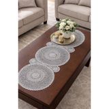 DİLEX Nakışlı Runner Masa Örtüsü Gri 37x115 cm | Dantel İşlemeli Dekoratif Masa Runner | Çeyizlik Şık Sofra Örtüsü | Yemek Masası, Konsol ve Sehpa İçin Runner