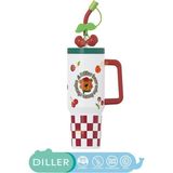 Diller 1200 ML Yeni Koleksiyon Sevimli Hayvanlar Tumbler Kulplu Paslanmaz Çelik Termos