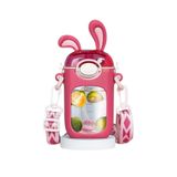 Diller 400ml Sevimli Tavşanlar Kulaklı Askılı Pipetli Tritan Çocuk Su Matarası (Pembe)