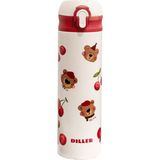 Diller 480 ML Yeni Koleksiyon Sevimli Hayvanlar Desenli Pipetli Kilitlenebilir Kapak Paslanmaz Çelik Termos