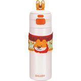 Diller 480 ml Yeni Koleksiyon Sevimli Hayvanlar Süslü Pipetli Pipetsiz El Askılı Paslanmaz Çelik Termos